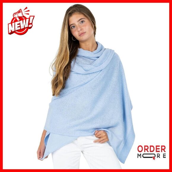 Accessories - Luxury Cashmere Wool Blend Knitted Wrap Shawl 27x78 Inches Travel Scarf
